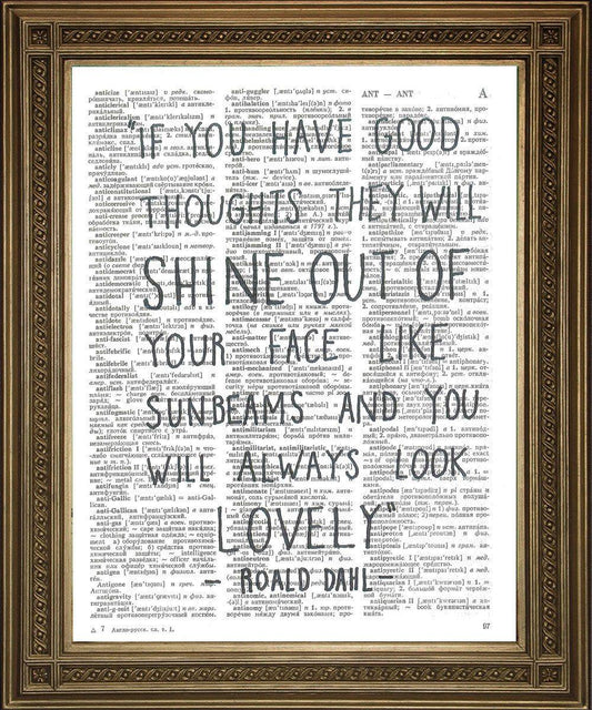 ROALD DAHL PRINT: Lovely Quote from The Twits, Dictionary Art - Pimlico Prints