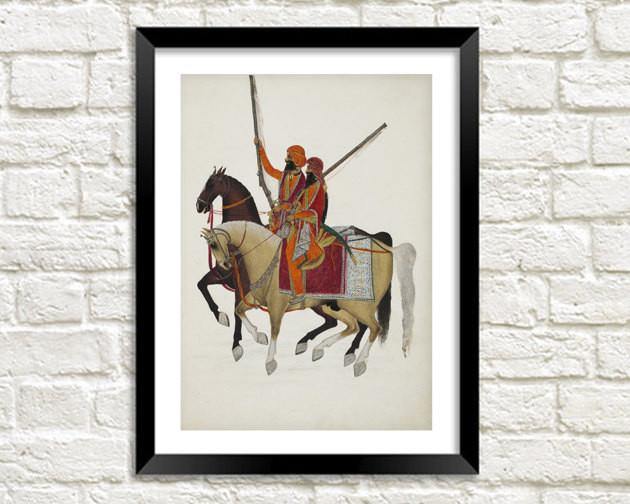 CAVALRY HORSE PRINT: Asian Art Illustration - Pimlico Prints