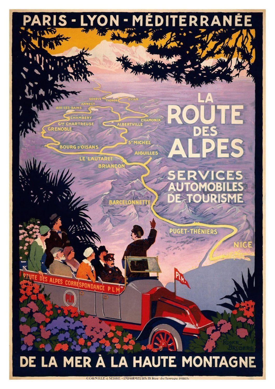 ALPES ROUTE POSTER: Vintage Alpine Travel Advert Art Print - Pimlico Prints