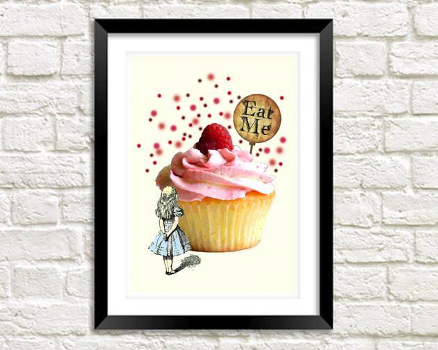 EAT ME PRINT: Alice in Wonderland Art Illustration - Pimlico Prints