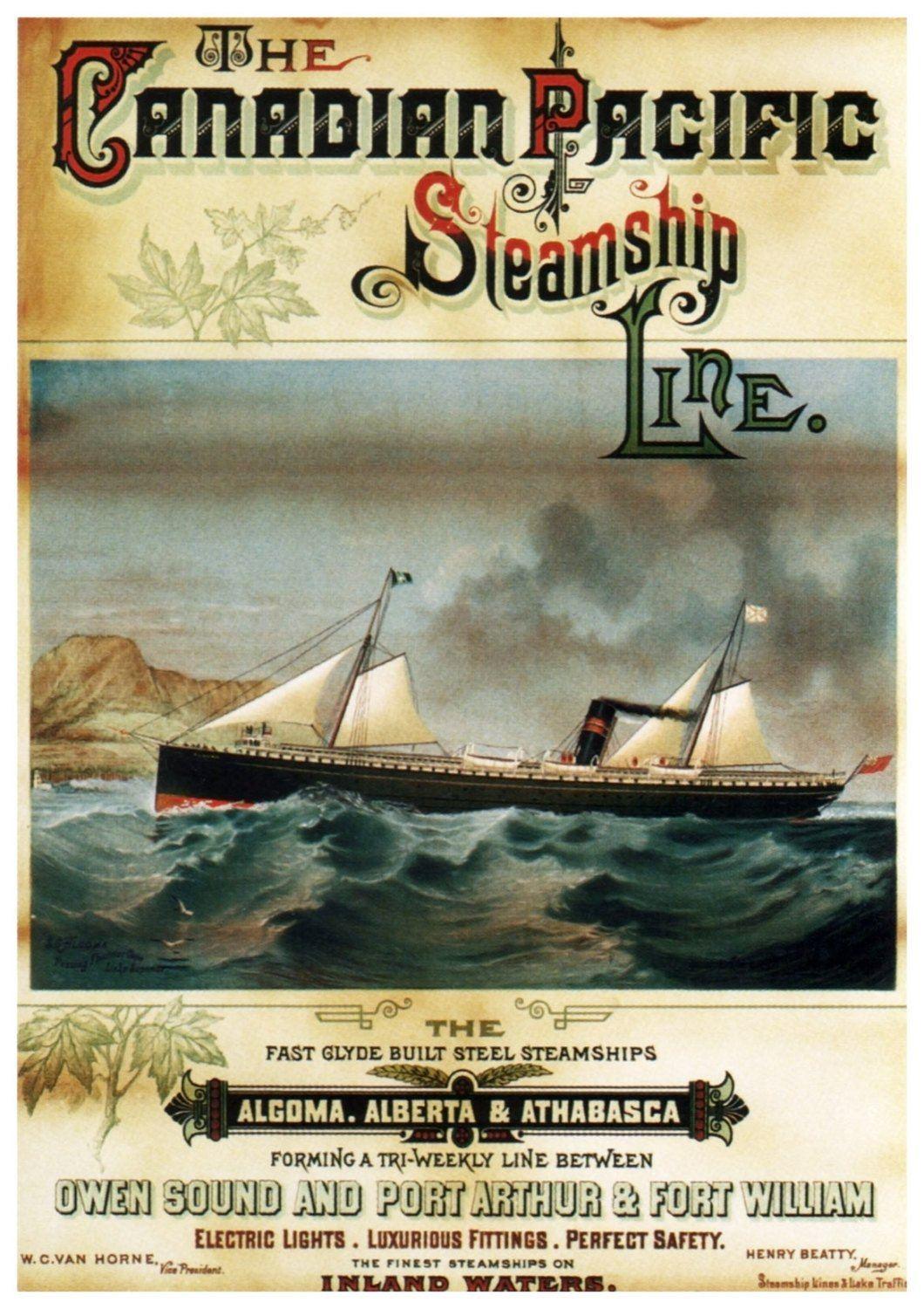 STEAMSHIP TRAVEL POSTER: Vintage Canadian Advert Print - Pimlico Prints