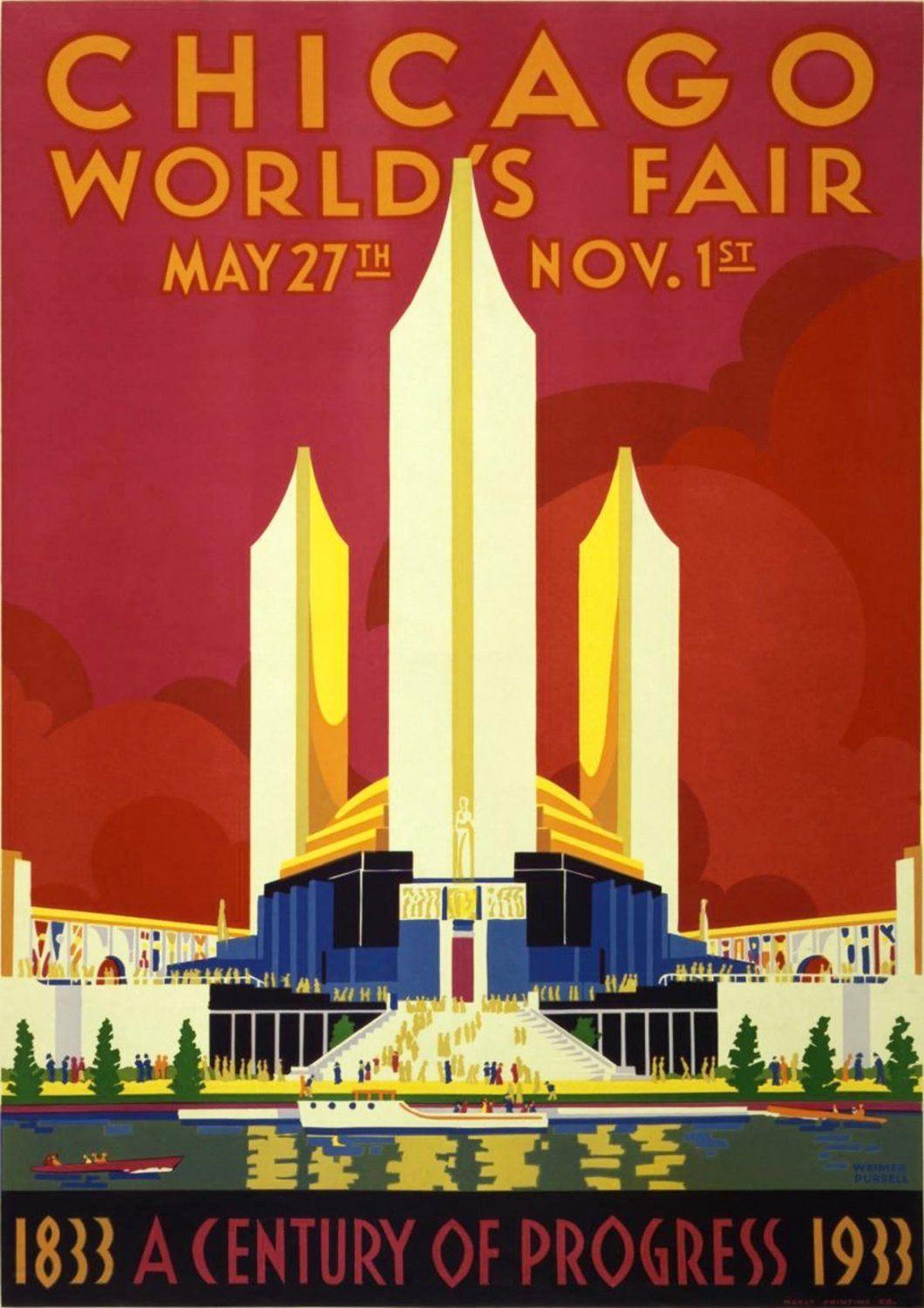 CHICAGO TRAVEL POSTER: Red American World's Fair Advert - Pimlico Prints