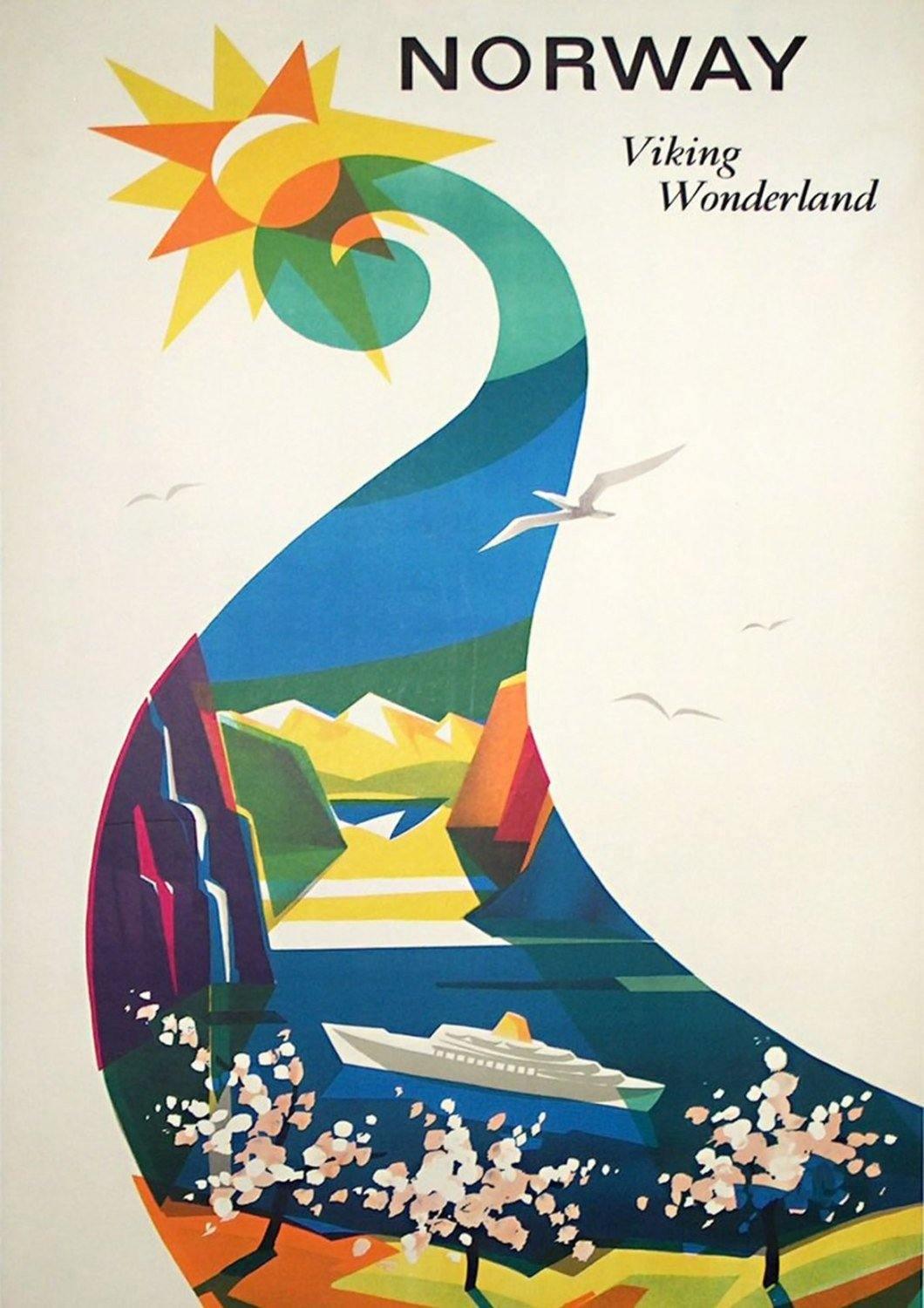 NORWAY TRAVEL POSTER: Vintage Norwegian Viking Advert - Pimlico Prints