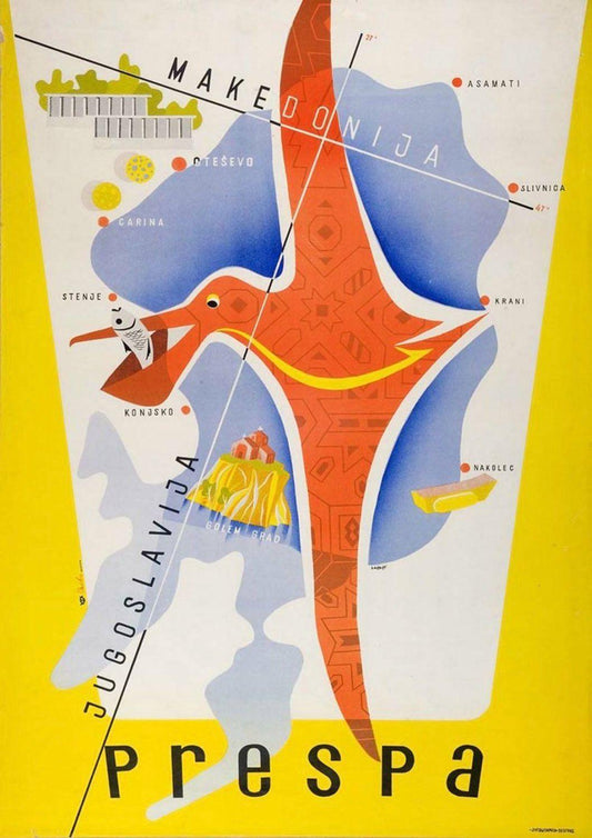 MACEDONIA PRESPA POSTER: Vintage Travel Yugoslavia Print - Pimlico Prints