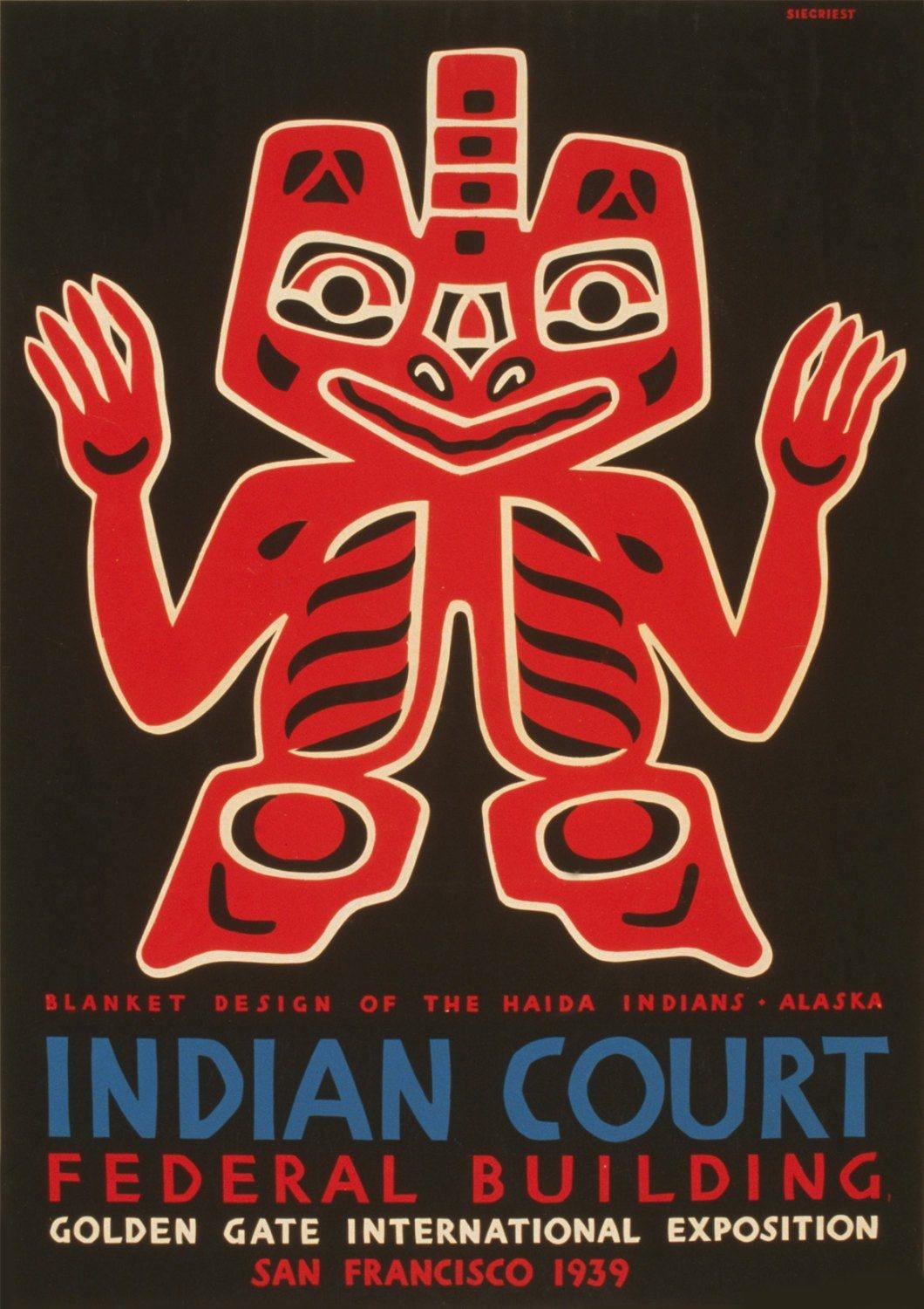 INDIAN ART POSTER: Haida Blanket Design Exposition Advert Reprint - Pimlico Prints