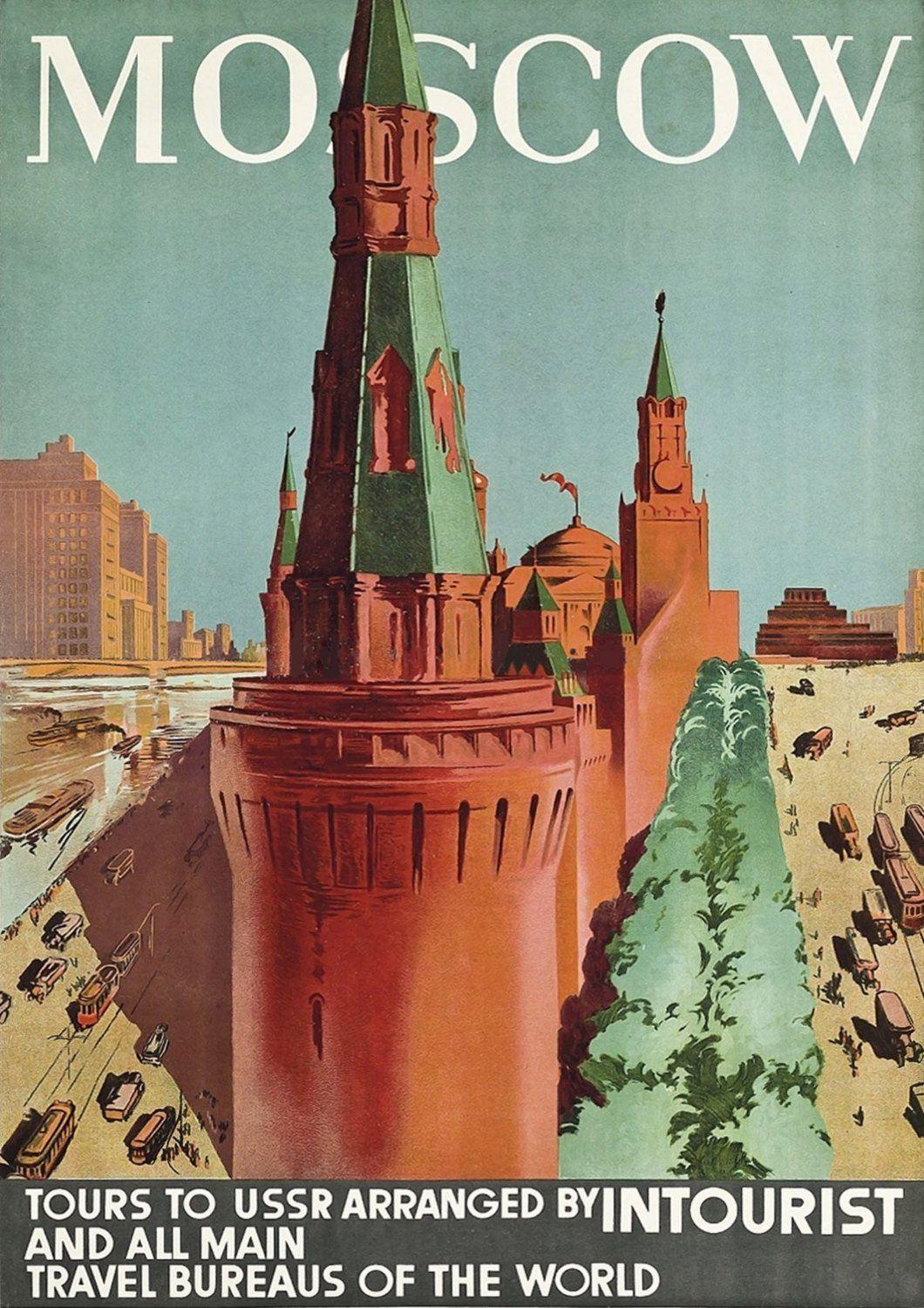 MOSCOW TRAVEL POSTER: Vintage Russia Tourism Print - Pimlico Prints
