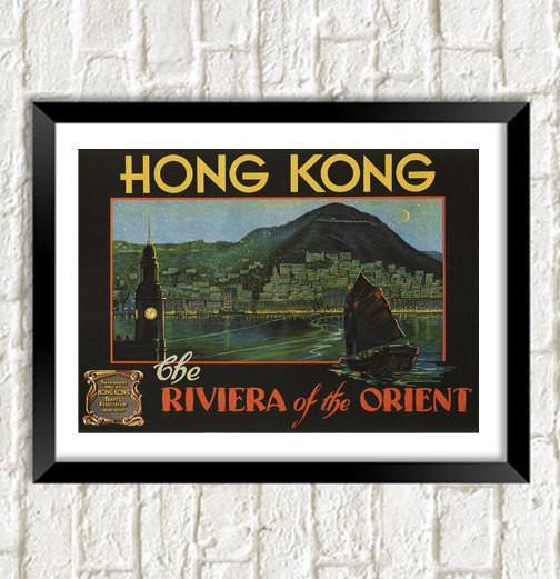 HONG KONG POSTER: Vintage Riviera of the Orient Print - Pimlico Prints