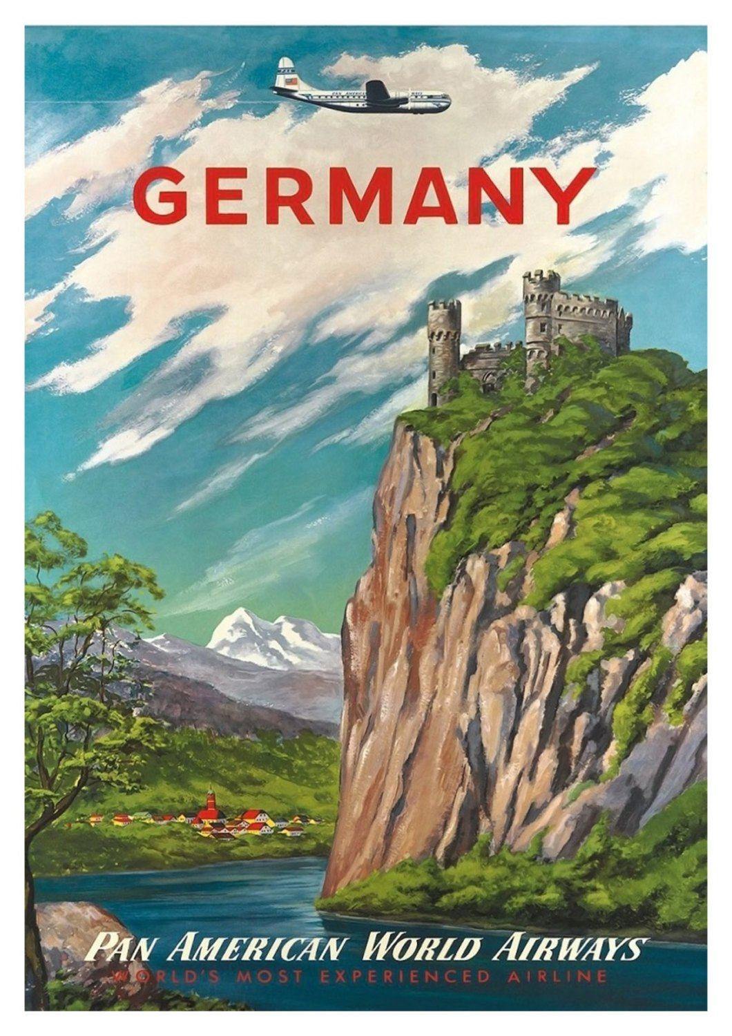 GERMANY TRAVEL POSTER: Vintage German Airline Tourism Advert - Pimlico Prints
