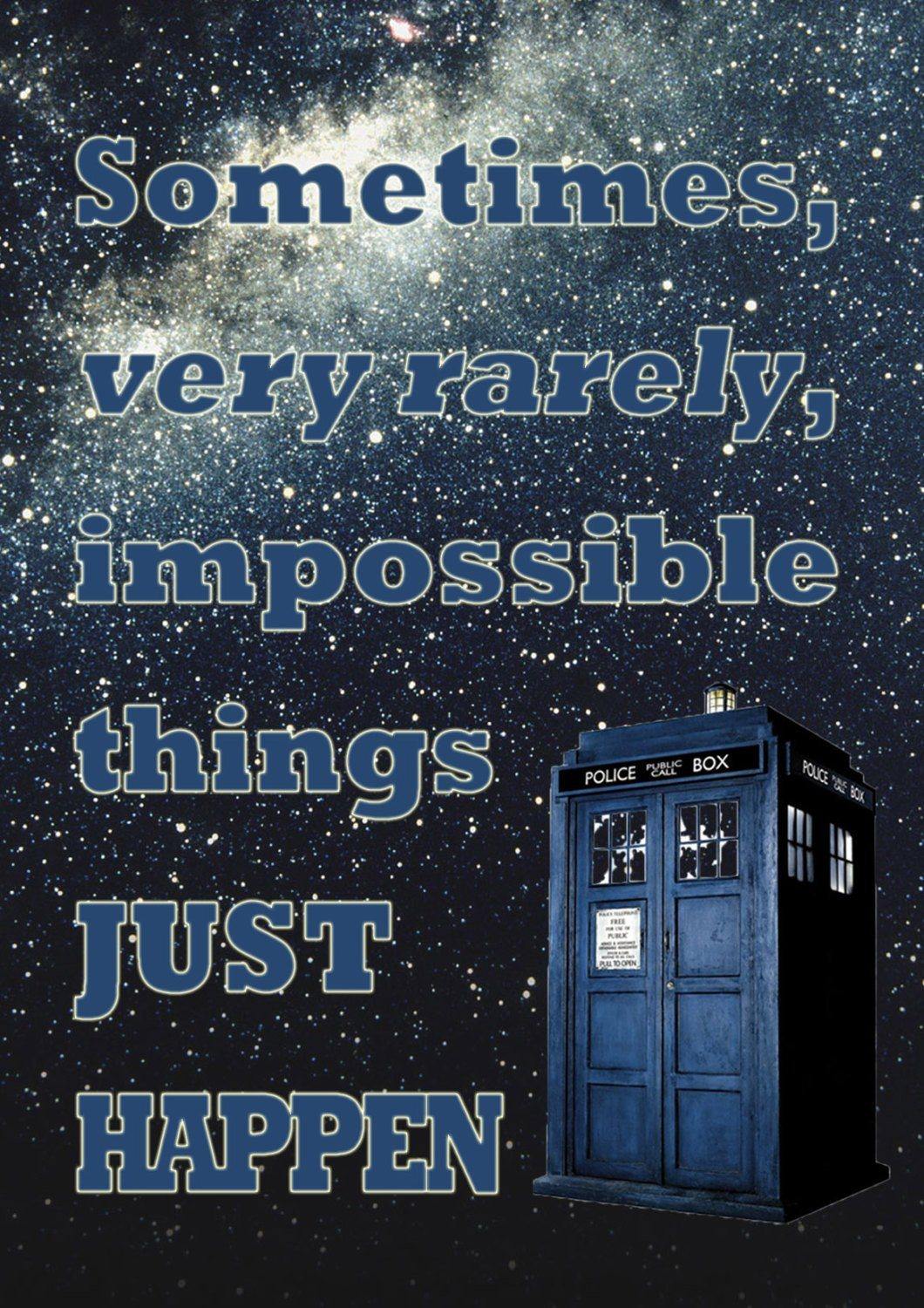 DOCTOR WHO PRINT: Tardis 'Impossible Things' Poster Art - Pimlico Prints