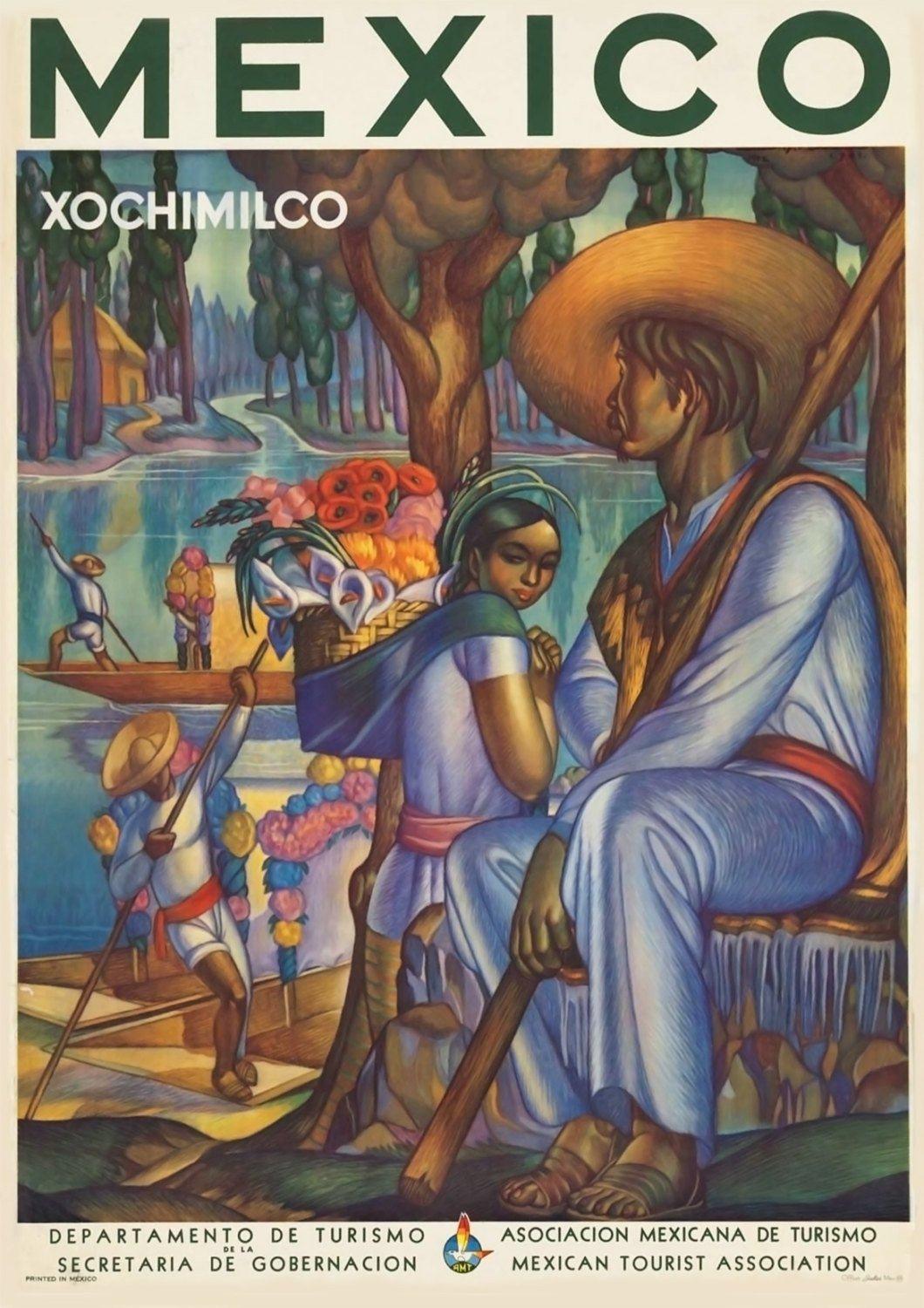 MEXICAN TRAVEL POSTER: Vintage Xochimilco Advert - Pimlico Prints