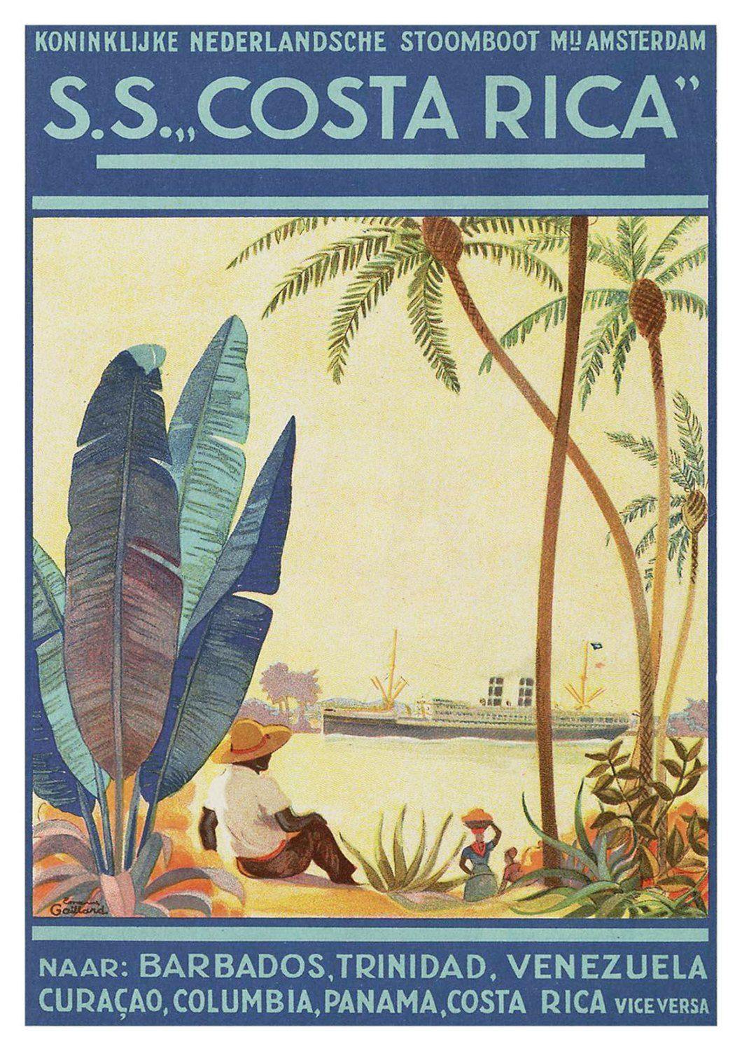 COSTA RICA POSTER: Vintage Travel Cruise Ship Print - Pimlico Prints