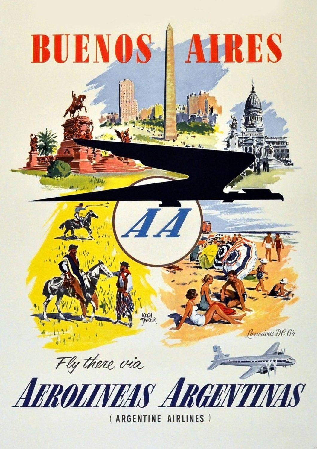 ARGENTINA TRAVEL POSTER: Vintage Buenos Aires Advert Art Print - Pimlico Prints