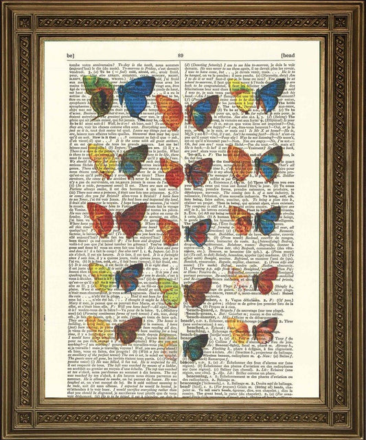 BUTTERFLY ART PRINT: Vintage Illustration on Dictionary Page - Pimlico Prints