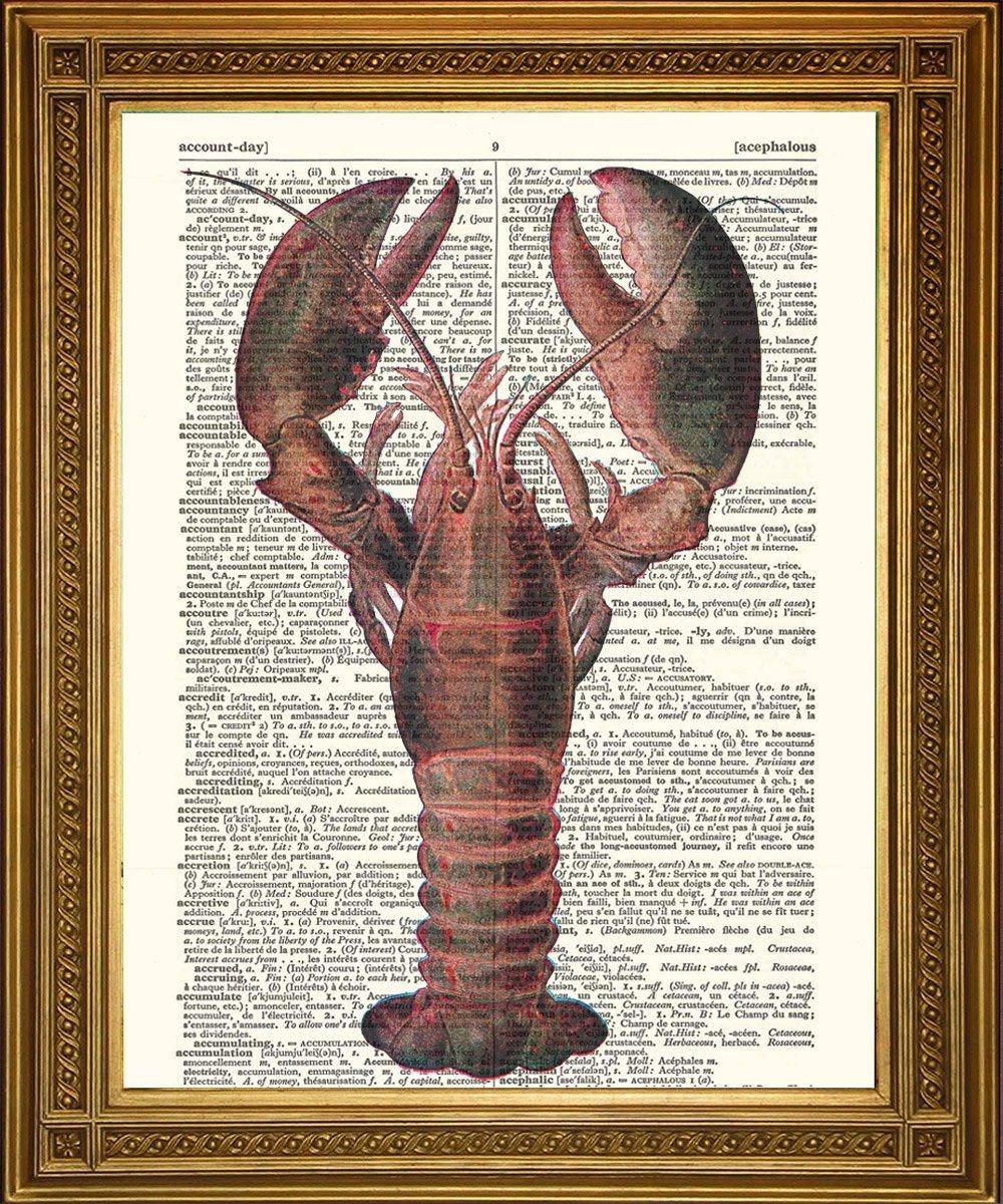 LOBSTER: Vintage Crustacean Dictionary Art Print - Pimlico Prints