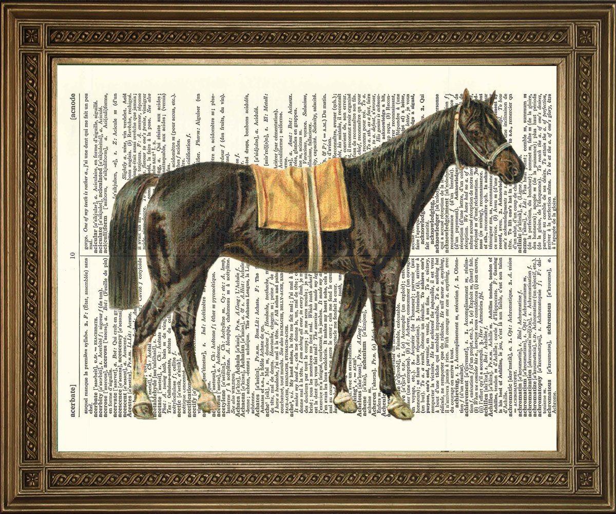 RACING HORSE: Vintage Black Beauty Dictionary Page Art Print - Pimlico Prints