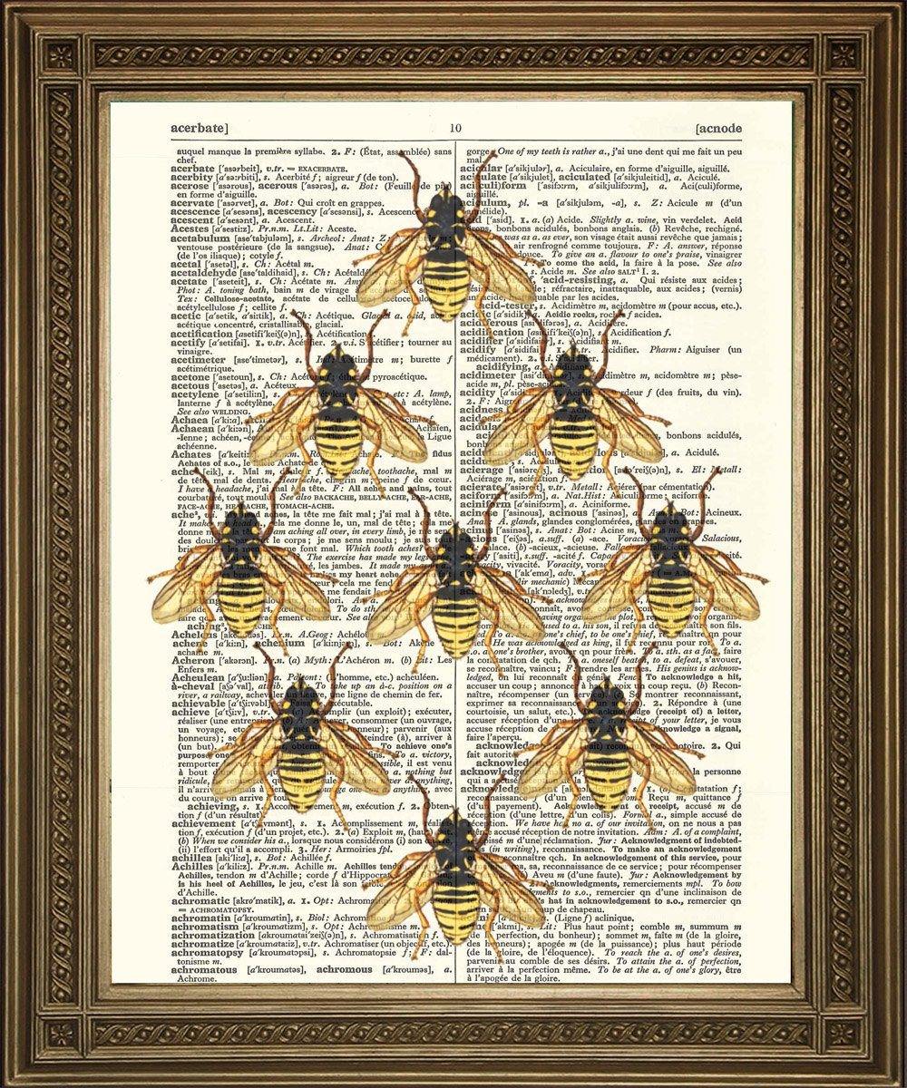 HONEY BEES PRINT: 'Bee My Honey' Dictionary Art - Pimlico Prints