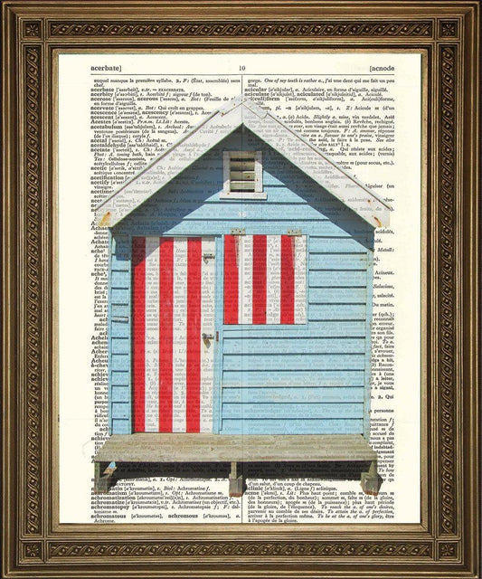 BEACH HUT: Dictionary Print, Red, White and Blue Art - Pimlico Prints