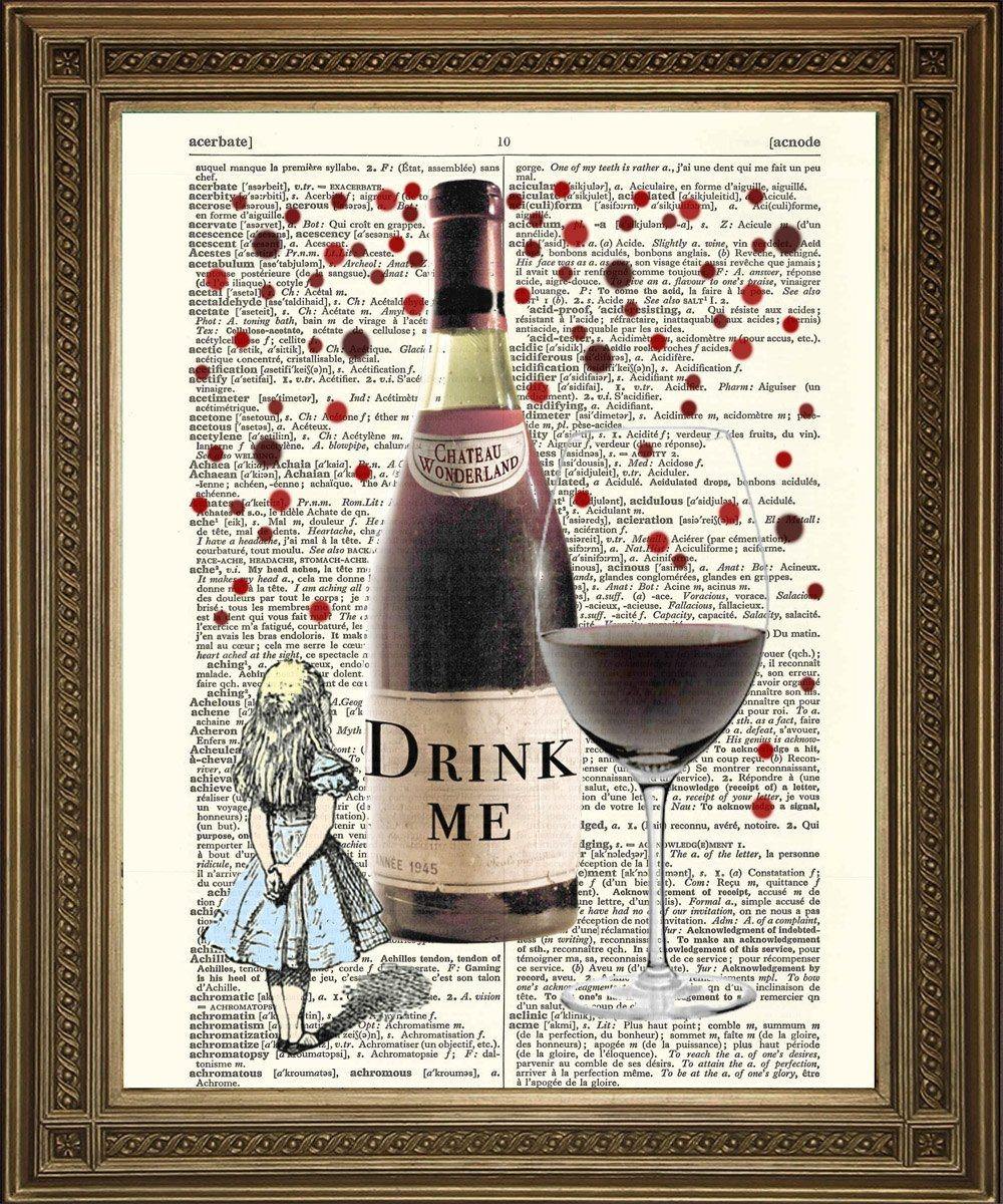 DRINK ME: Alice in Wonderland Dictionary Art Print - Pimlico Prints