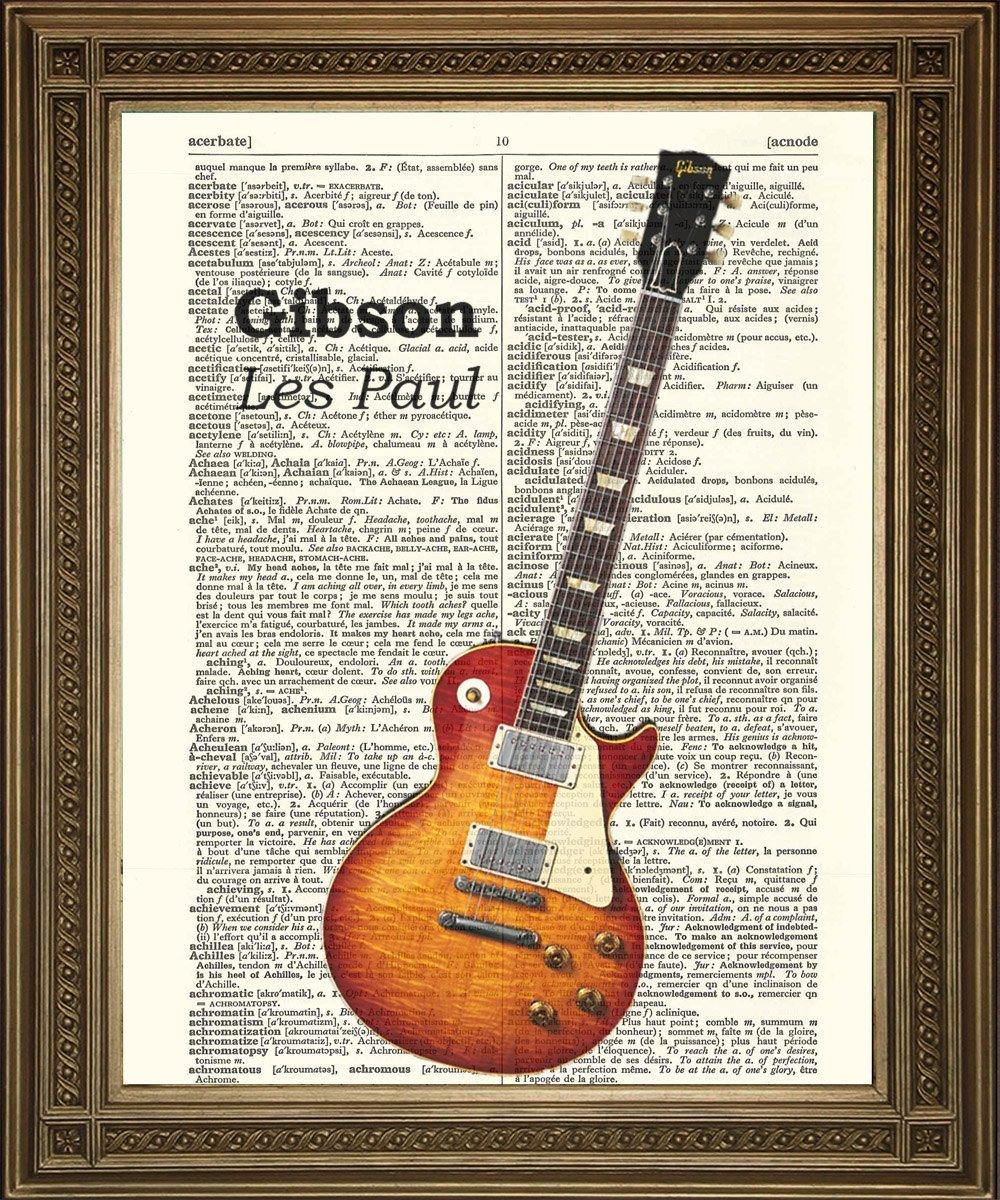 GIBSON ELECTRIC GUITAR: Dictionary Page Art Print Vintage Les Paul - Pimlico Prints
