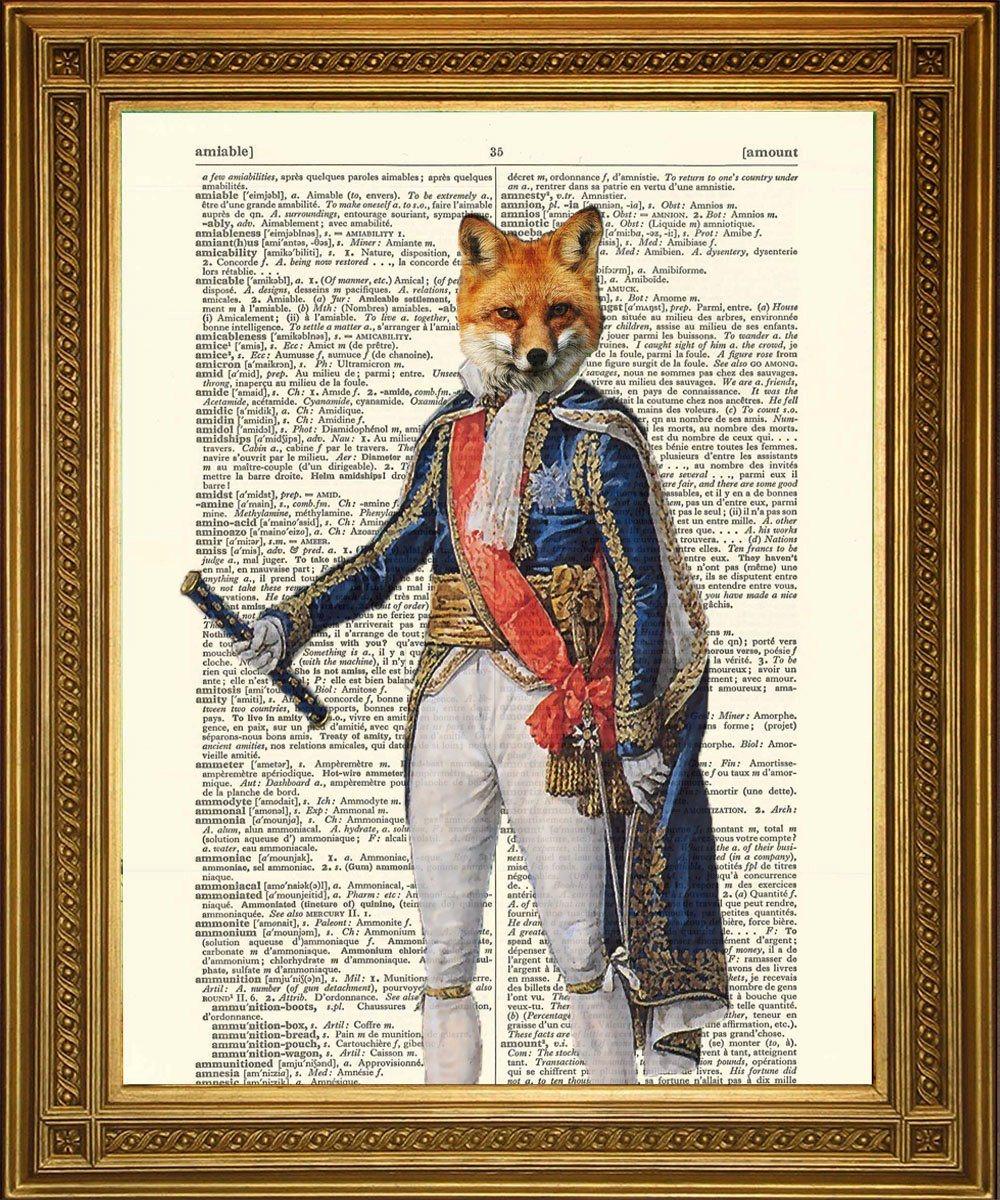 NAPOLEON FOX PRINT: Fun Animal Art Dictionary Print - Pimlico Prints