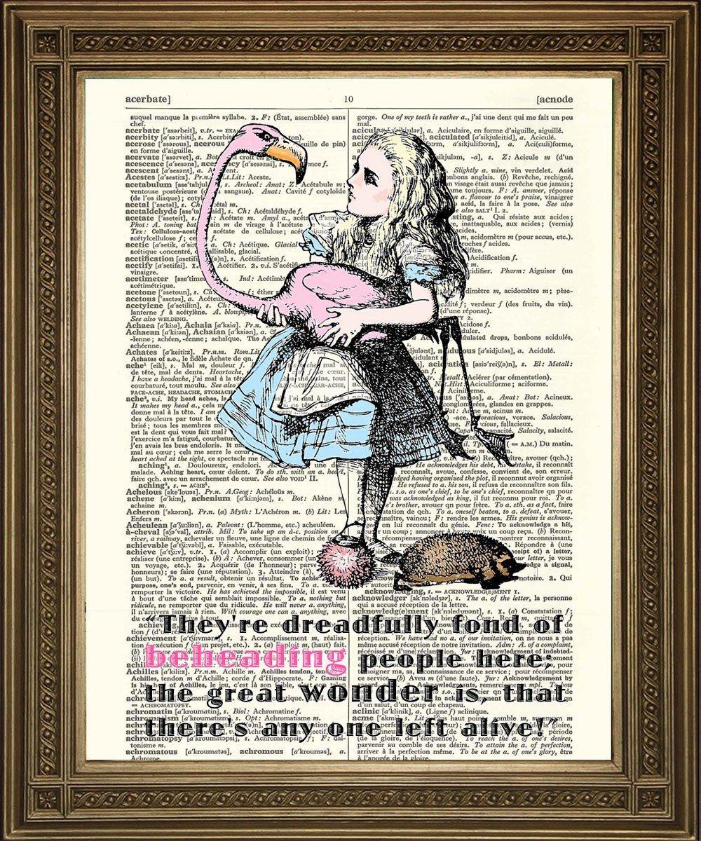 ALICE IN WONDERLAND ART: Flamingo Dictionary Print - Pimlico Prints