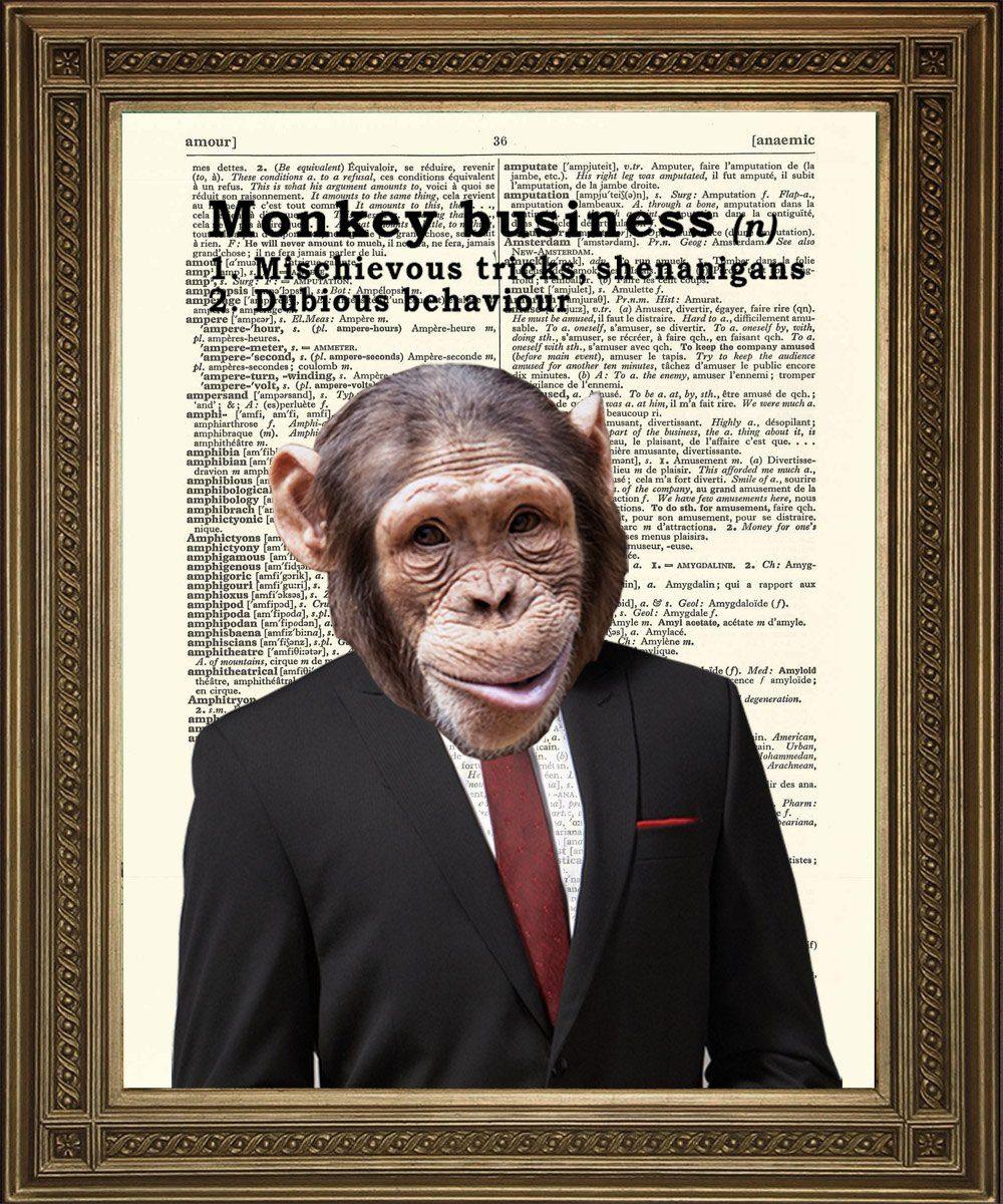 MONKEY BUSINESS: Fun Chimp Dictionary Art Print - Pimlico Prints