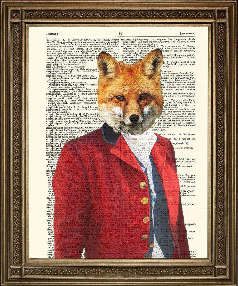 FOX HUNTING PRINT: Master of Hounds in Red Coat, Dictionary Art - Pimlico Prints
