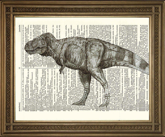 T-REX DICTIONARY PRINT: Dinosaur Art Illustration - Pimlico Prints
