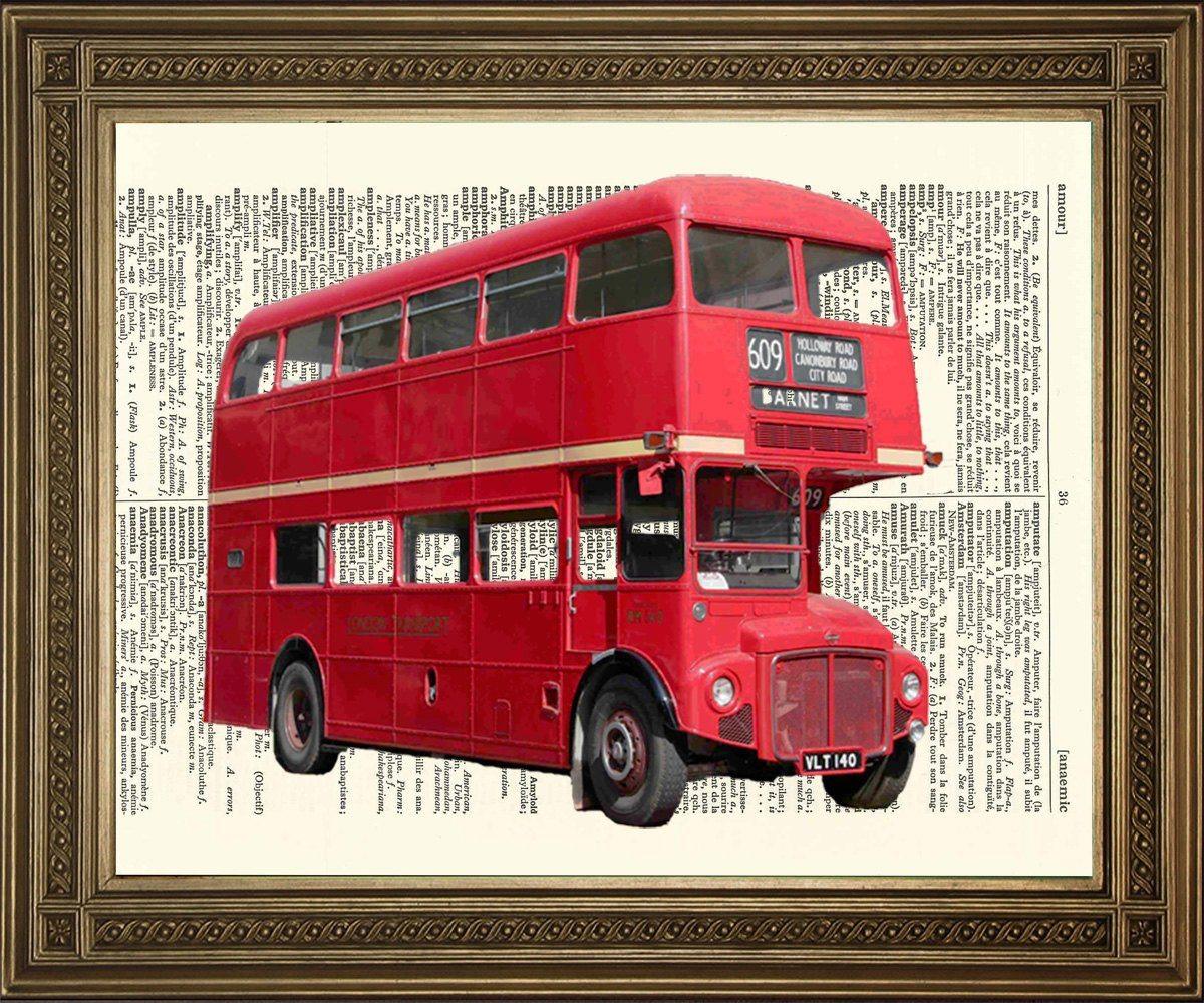RED LONDON BUS: Traditional Routemaster Dictionary Print - Pimlico Prints