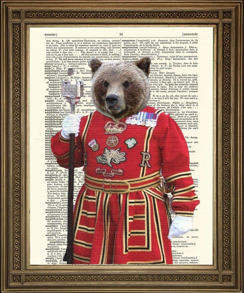 BEEFEATER BEAR: Tower of London Guard Dictionary Print - Pimlico Prints