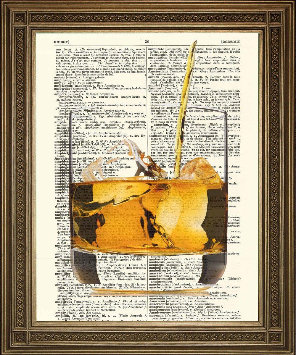 WHISKY DRINK: Alcohol Dictionary Book Page Art - Pimlico Prints