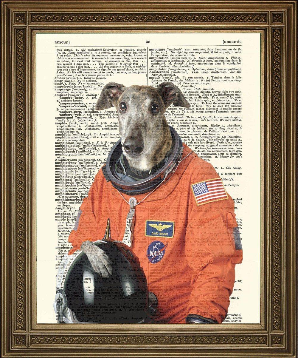 ASTRONAUT DOG PRINT: Space Canine Dictionary Art - Pimlico Prints