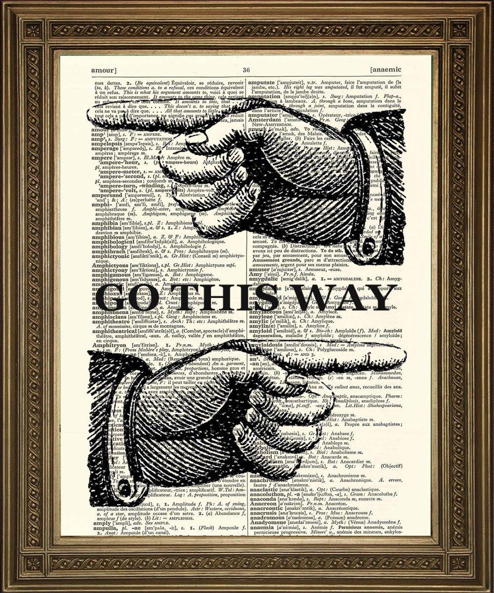 FINGER POINTING PRINT: Dictionary Art Wall Hanging - Pimlico Prints