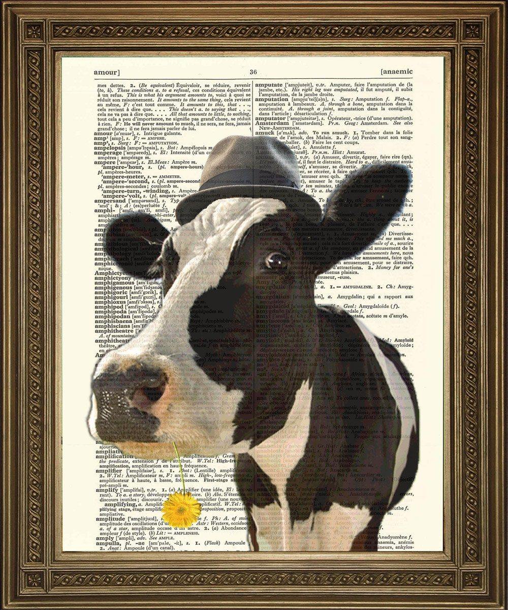 COW PRINT: 'Pink Floyd' Cow Dictionary Art - Pimlico Prints