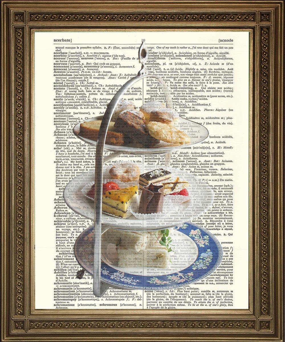 AFTERNOON TEA CAKE STAND: Vintage Dictionary Print - Pimlico Prints