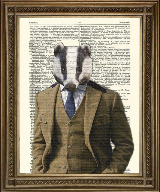 BADGER COUNTRY GENT: Dictionary Art Print - Pimlico Prints