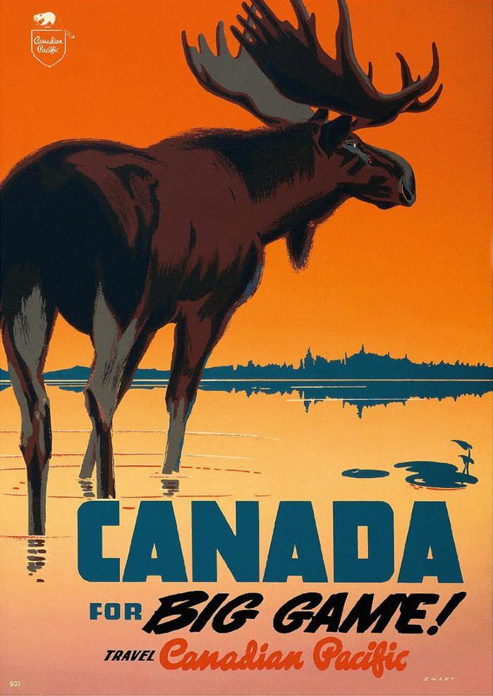 CANADA TRAVEL POSTER: Vintage Big Game Advert - Pimlico Prints