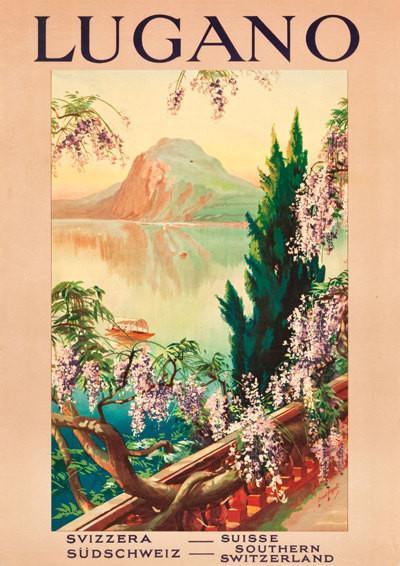 LUGANO TRAVEL POSTER: Vintage Swiss Lake Advert - Pimlico Prints