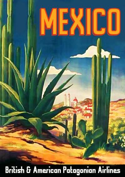 MEXICO TRAVEL POSTER: Vintage Cactus Advert Print - Pimlico Prints