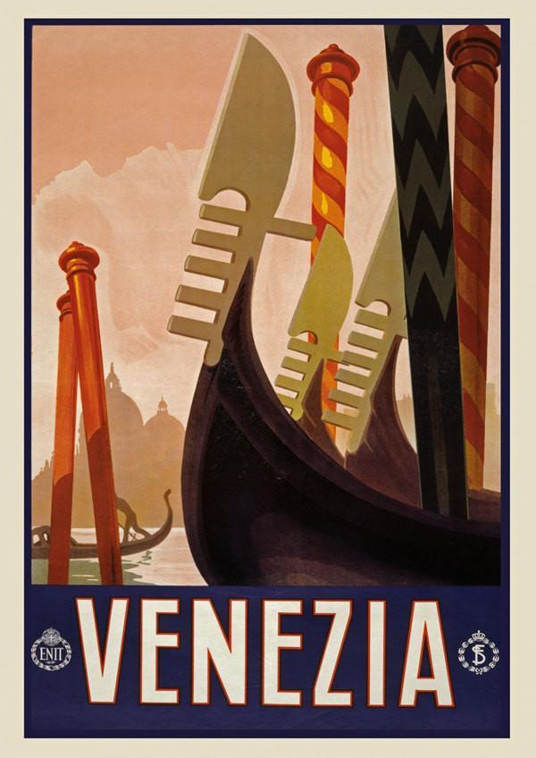 VENICE TRAVEL POSTER: Vintage Gondola Print - Pimlico Prints