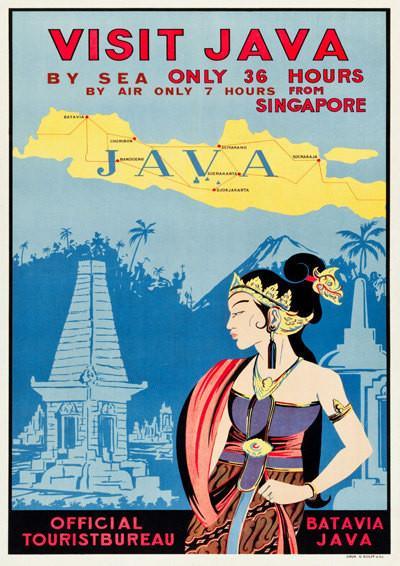 JAVA TRAVEL POSTER: Vintage Indonesian Advert Art Print - Pimlico Prints