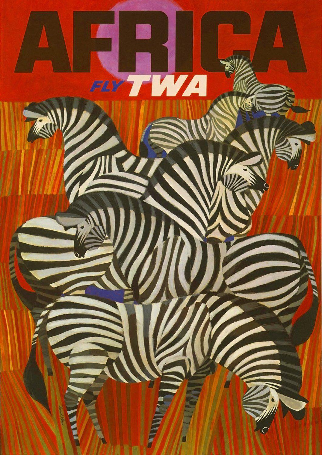 AFRICA ZEBRA POSTER: Vintage Travel Advert Art Print - Pimlico Prints