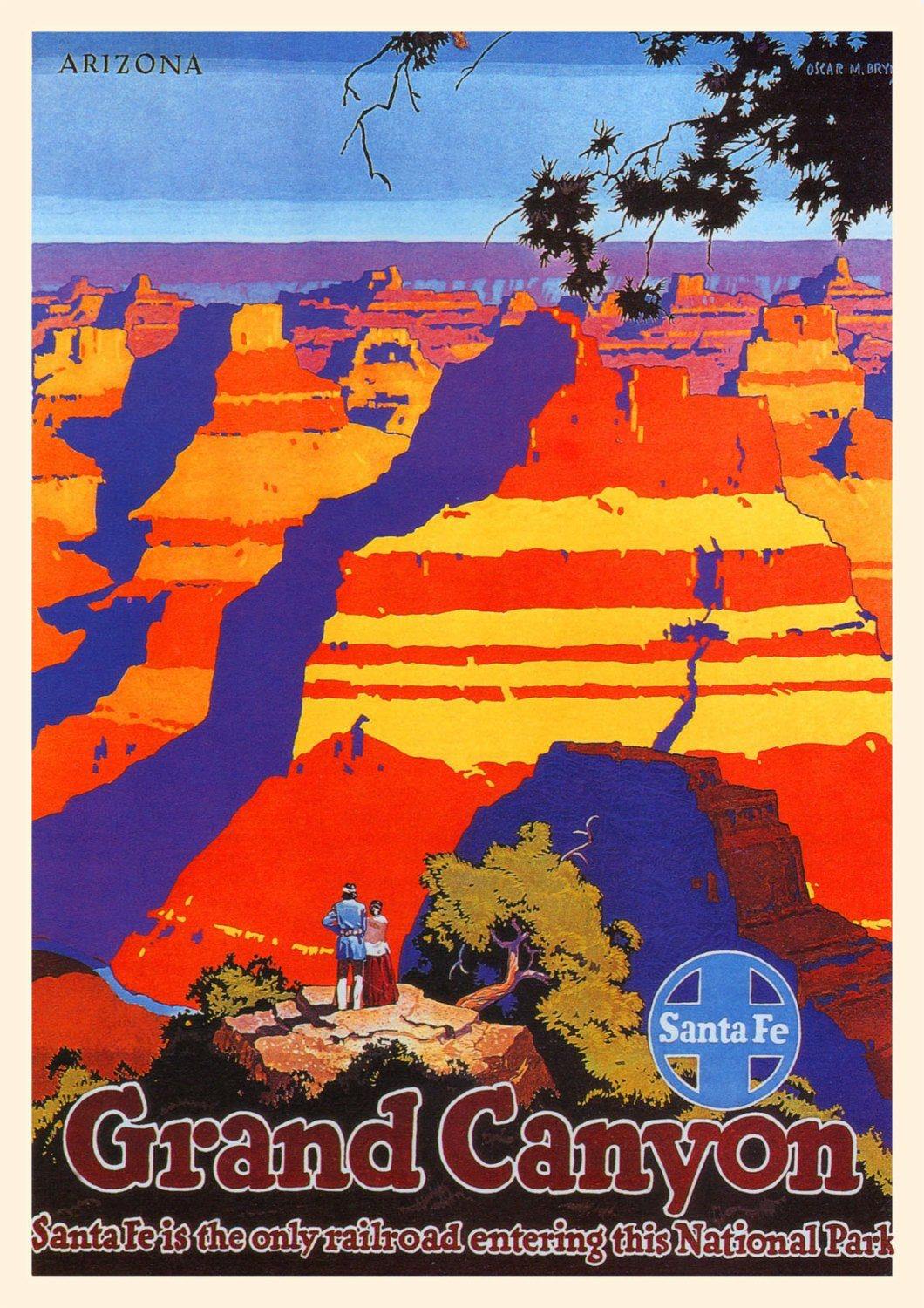 GRAND CANYON POSTER: Vintage Travel Advert, Red Art Print Wall Hanging - Pimlico Prints