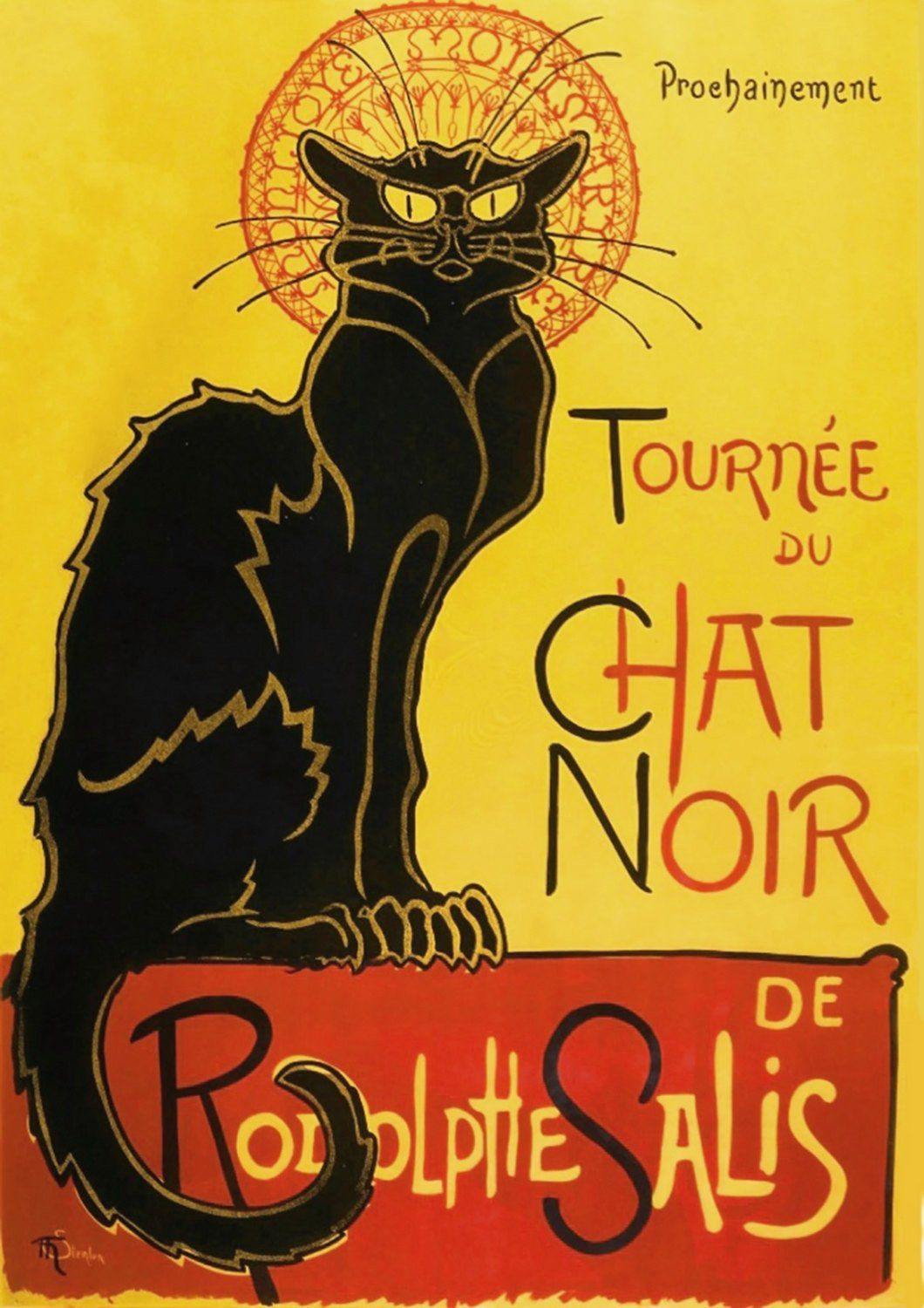 BLACK CAT POSTER: Vintage Chat Noir Art Print - Pimlico Prints