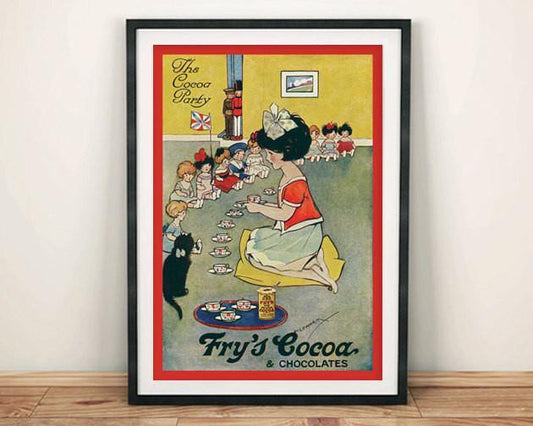 CHOCOLATE PARTY POSTER: Vintage Fry's Cocoa Advert, Children Art Print - Pimlico Prints
