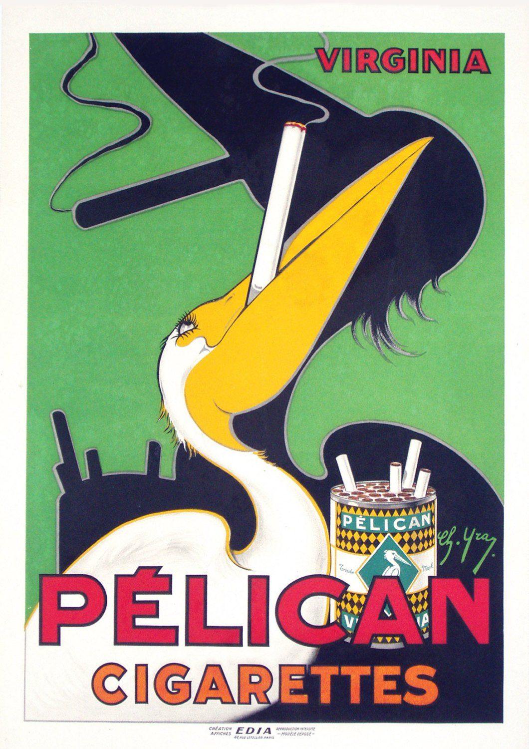 PELICAN CIGARETTES POSTER: Vintage Smoking Advert Art Print - Pimlico Prints