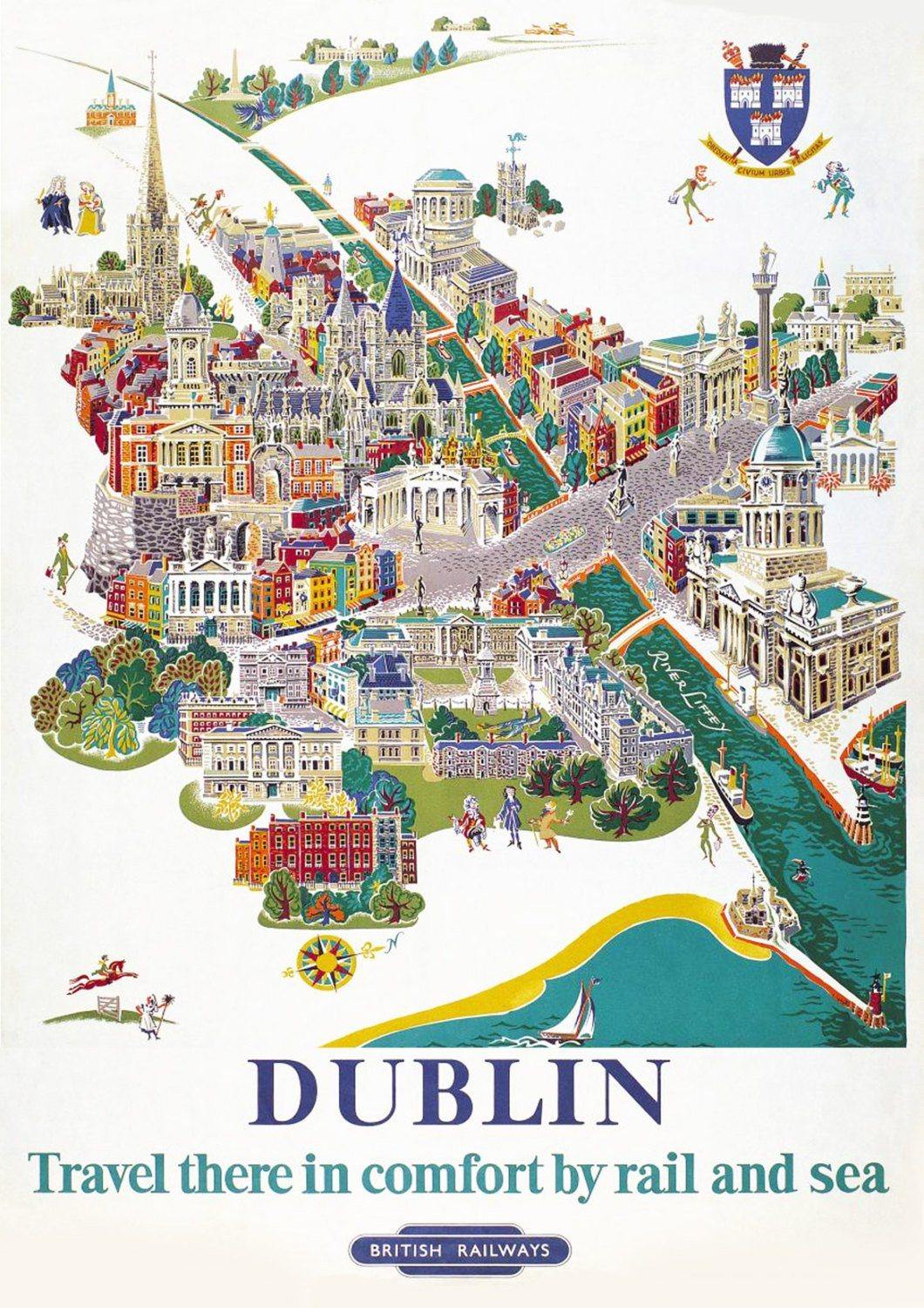 DUBLIN TRAVEL POSTER: Traditional Irish Tourism Print - Pimlico Prints