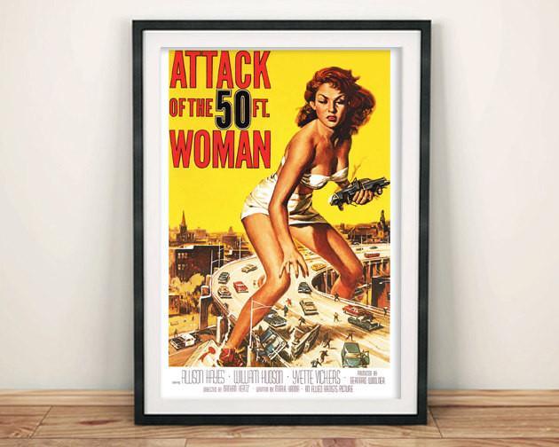 SCI-FI FILM POSTER: Attack of the 50ft Woman Movie Print - Pimlico Prints
