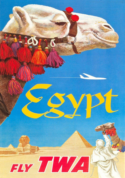 EGYPT CAMEL POSTER: Vintage Pyramids Travel Print - Pimlico Prints