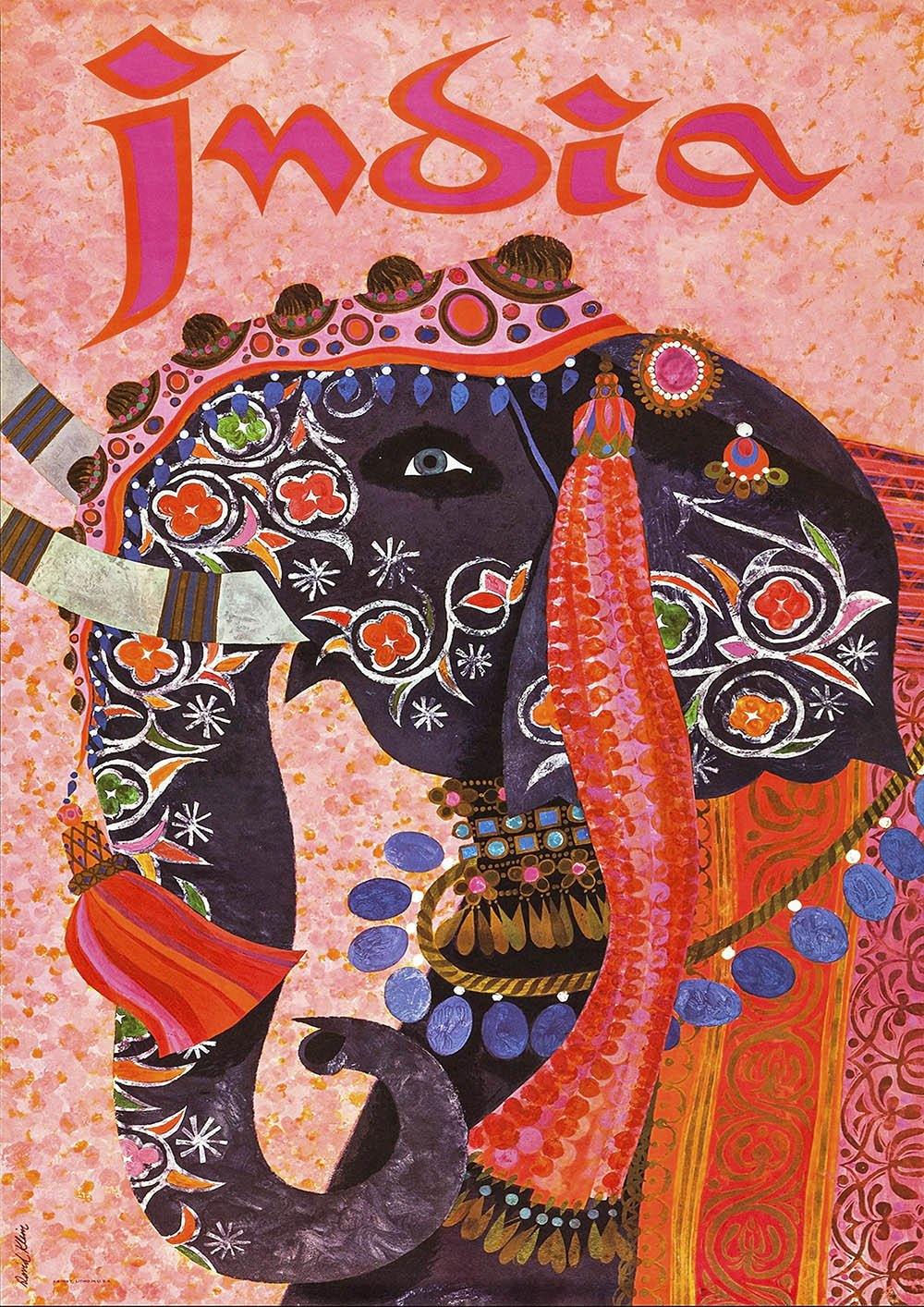 INDIAN TRAVEL POSTER: Vintage Elephant Advert Art Print - Pimlico Prints